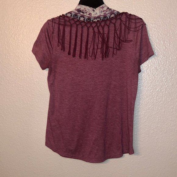 Style & Co Maroon Short Sleeve w detachable scarf - Picture 5 of 7